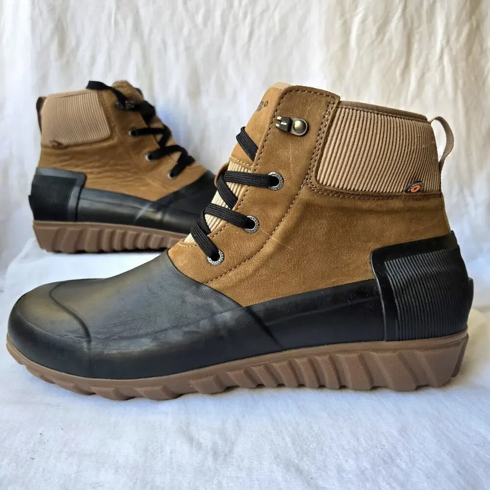 BOGS Men's Classic Casual Suede/Rubber Ankle Rain Boots Cognac/Black Size 13